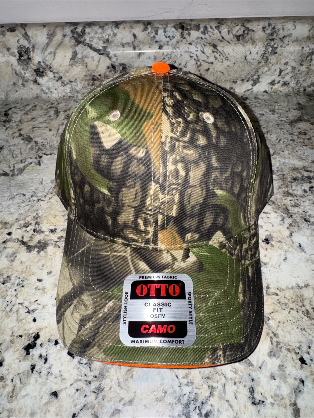 OTTO Camo Trucker Cap with Orange Accent